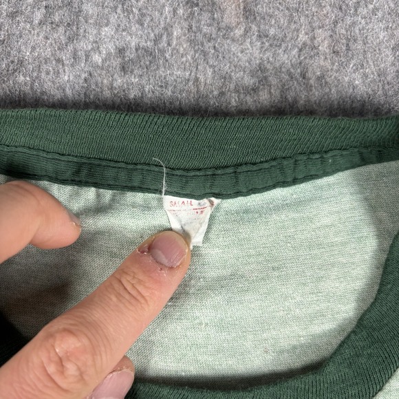 Vintage 1980s South Padre Island Ringer T-Shirt Men's Small Green‎ Nature Texas - Picture 3 of 8